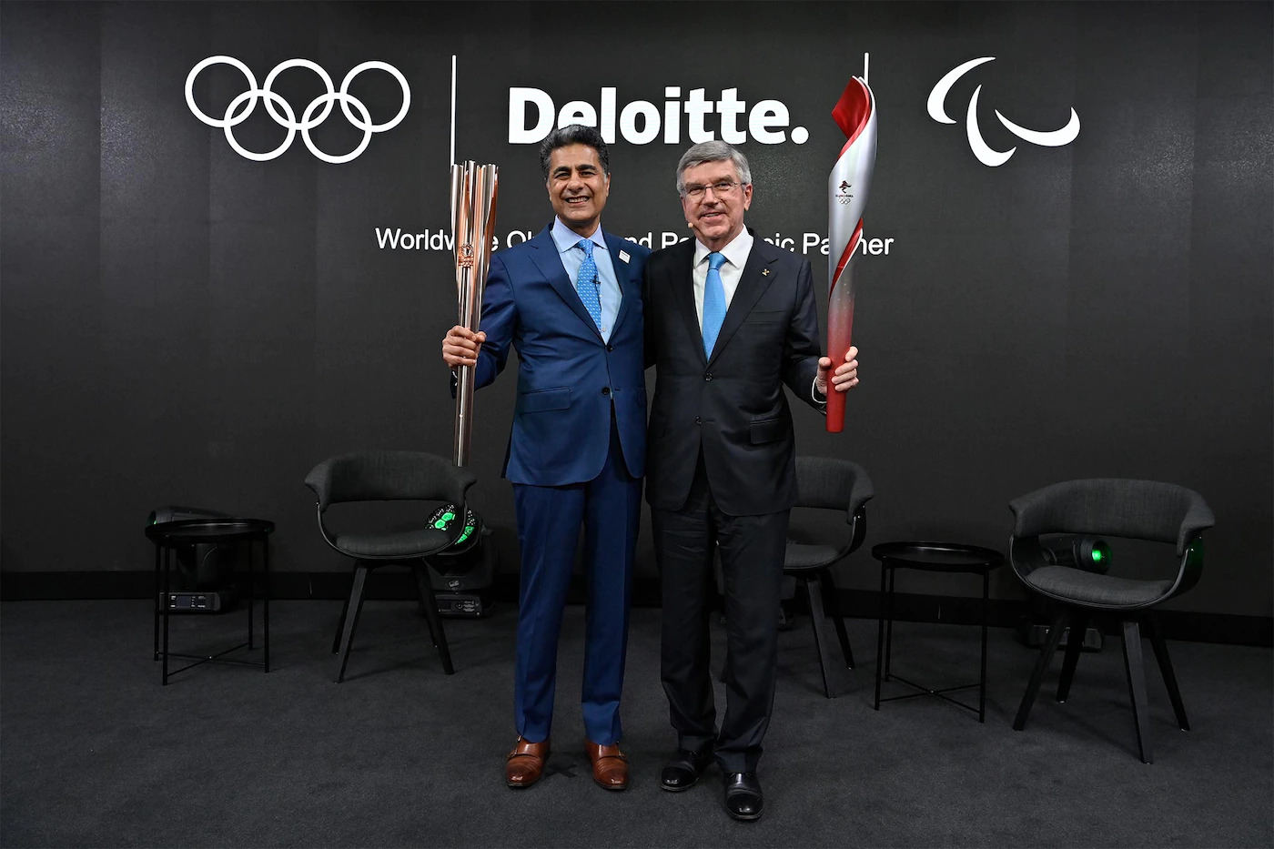 IOC / Christophe Moratal - Punit Renjen, Deloitte Global CEO and Thomas Bach, IOC President