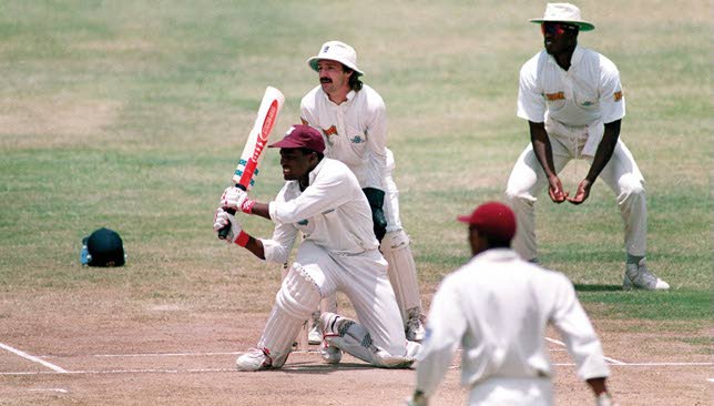 Brian Lara bats during his world record breaking innings of 375 at Antigua Recreation Ground in April, 1994. - (Image obtained at newsday.co.tt)