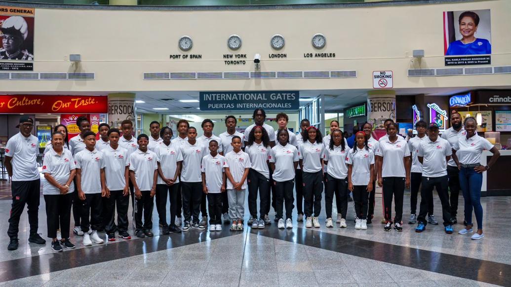 59 MEDALS: The Trinidad and Tobago swim team before departure for the Carifta Aquatics Championships in Martinique. (Image obtained at trinidadexpress.com)
